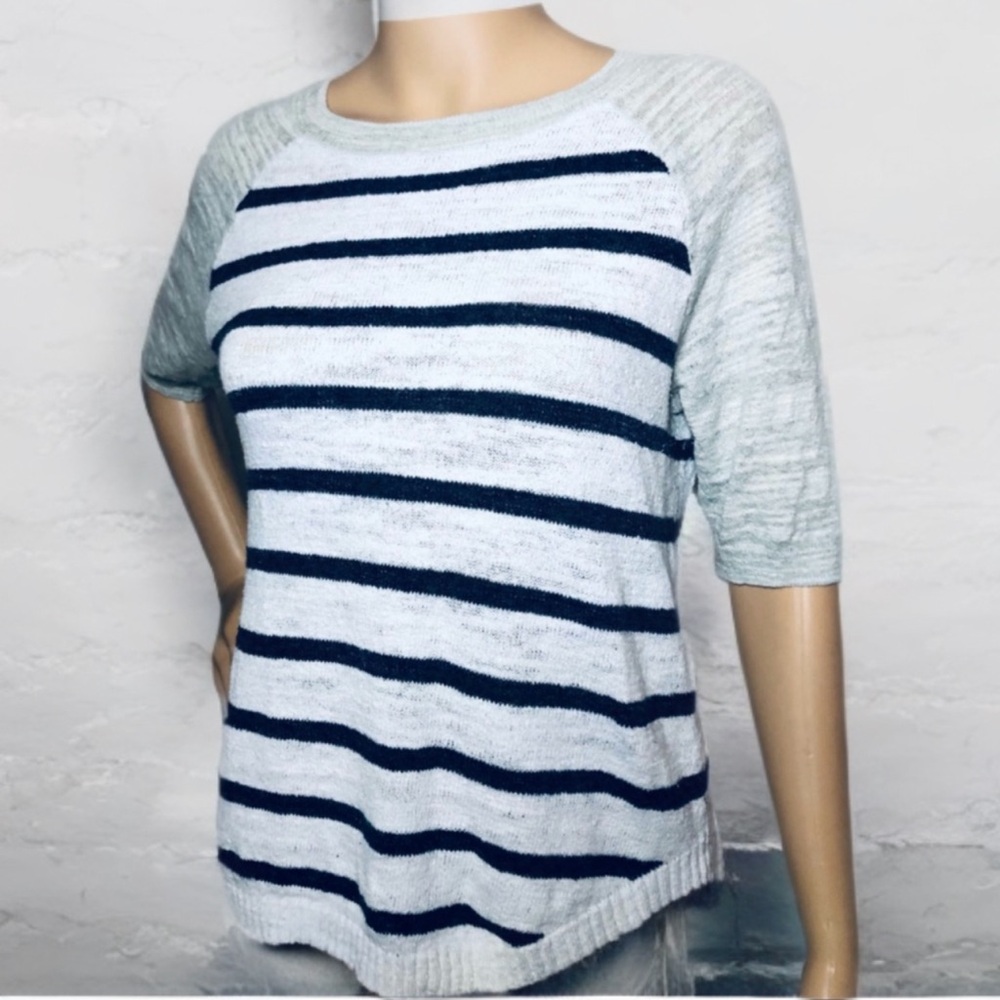 J Crew Linen Blend Striped Sweater